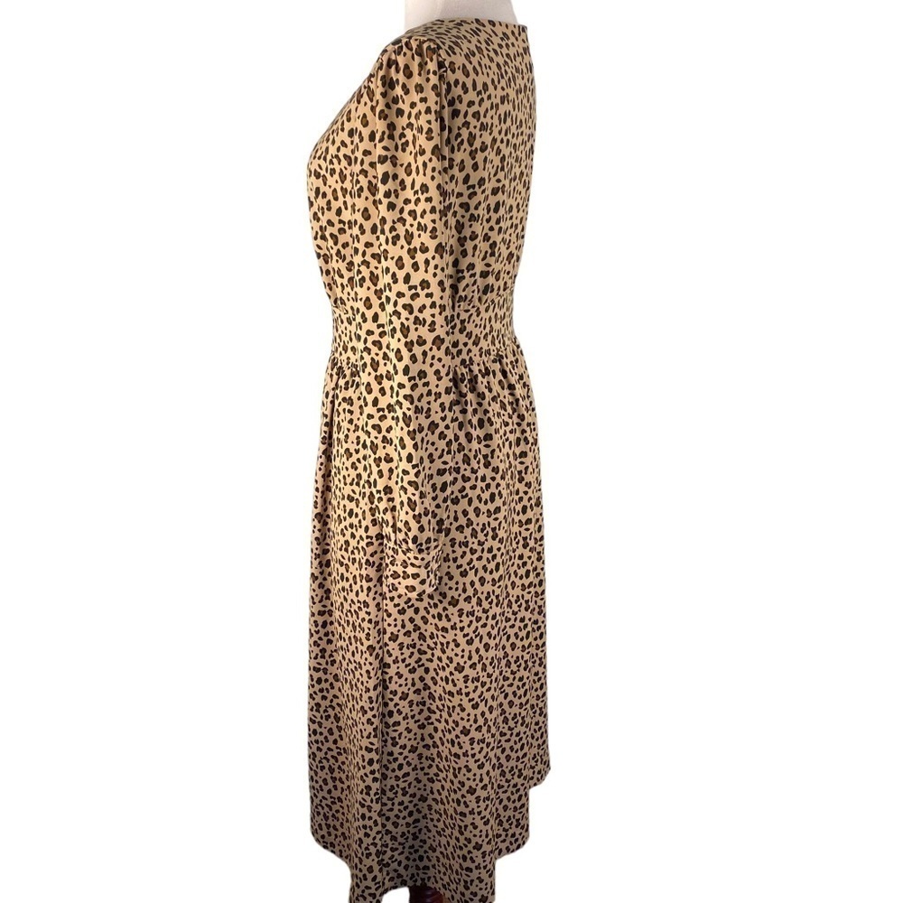 J Crew Button Down A Line Midi Dress in Leopard Print - Picture 6 of 11